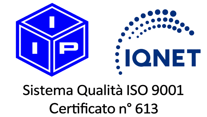 Loghi IIP/IQNET con il numero di certificato per ISO9001