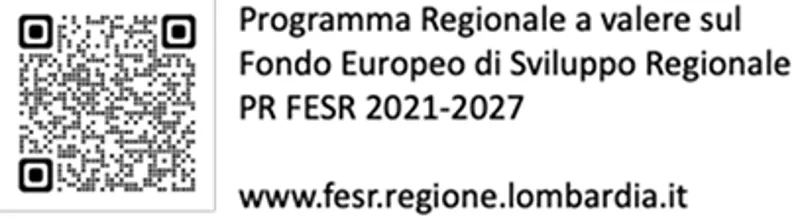 QR code e riferimento al Programma regionale FESR Lombardia 2021-2027